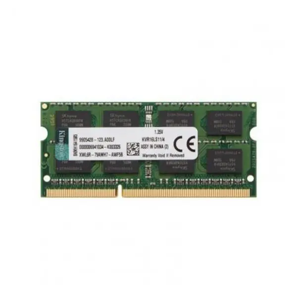 رم لپ تاپ DDR3L تک کاناله 1600 مگاهرتز CL11 کینگستون مدل ValueRAM ظرفیت 4 گیگابایت Kingston ValueRAM DDR3L 1600MHz CL11 Single Channel Laptop RAM - 4GB