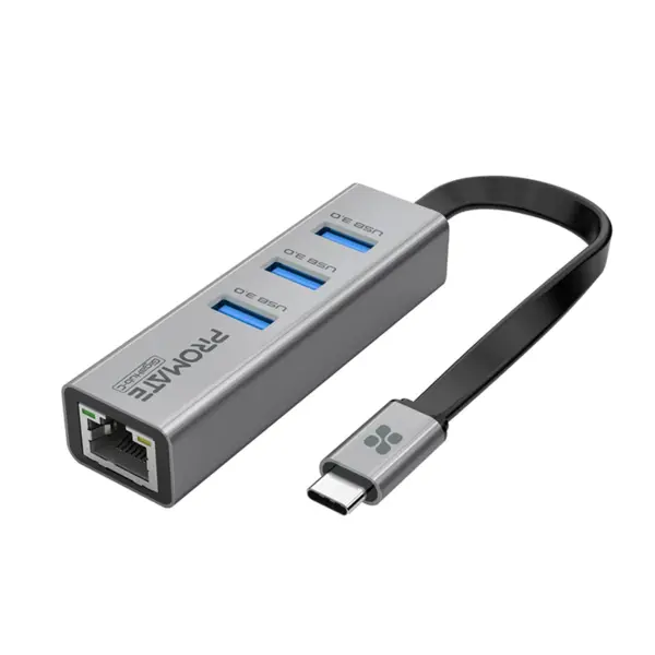 آداپتور شبکه اترنت GigaHub-C USB-C به 1000 مگابیت در ثانیه هاب Promate مدل GIGAHUB-C