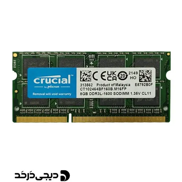 رم لپ تاپ RAM CRUCIAL 8GB 12800S DDR3L STOCK
