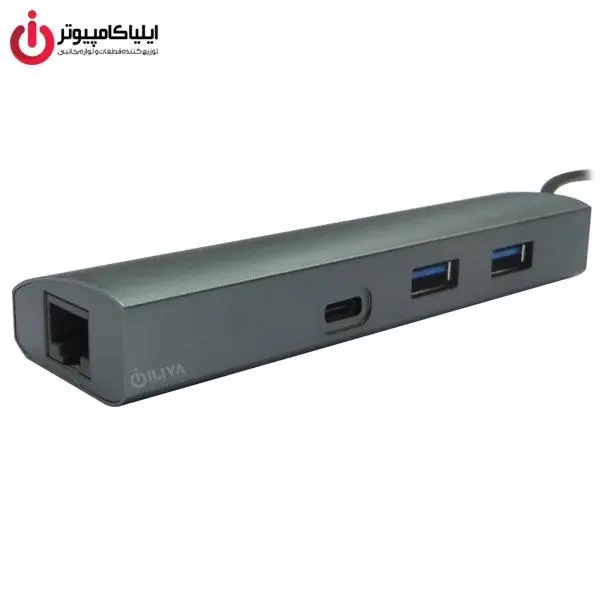 هاب USB3.1 Type-C سه پورت و کارت شبکه اکسترنال فرانت مدلFN-UCE200 Faranet FN-UCE200 3Port Type-C USB3.1 Hub With Gigabit Ethernet Adapter