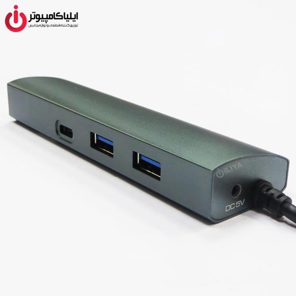 هاب USB3.1 Type-C سه پورت و کارت شبکه اکسترنال فرانت مدلFN-UCE200                                           Faranet FN-UCE200 3Port Type-C USB3.1 Hub With Gigabit Ethernet Adapter