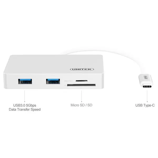 هاب و کارت خوان یونیتک مدل Y-9319 هاب USB 3 دو پورت به همراه کارت خوان آلومینیومی یونیتک مدل Y-9319 Unitek Y-9319 2 Port USB 3.0 Aluminium Hub And Card Reader