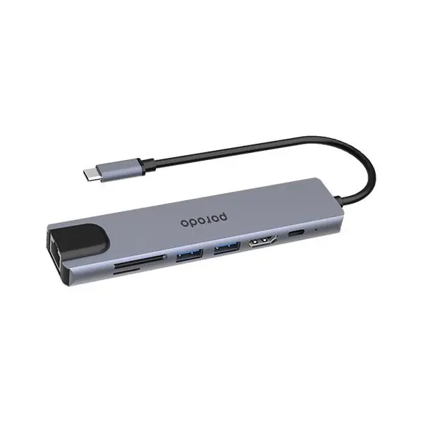 هاب ۷ پورت USB-C پرودو مدل PD-4K71C-GY