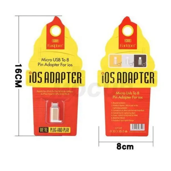 کابل و مبدل رابط هوشمند میکرو یو اس بی به لایتنینگ آیفون Earldom ET-OT08 -