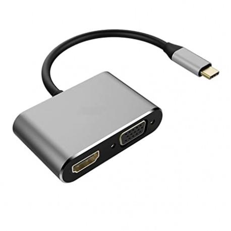 مبدل تایپ سی به HDMI-VGA کی نت 4K مدل K-COUC30HV Knet KCOUC30HV / USB Type C Plug To HDMI / VGA Converter