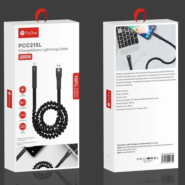 کابل شارژ لایتنینگ پرووان مدل PCC215L ProOne PCC215L Lightning Charging Cable - 2