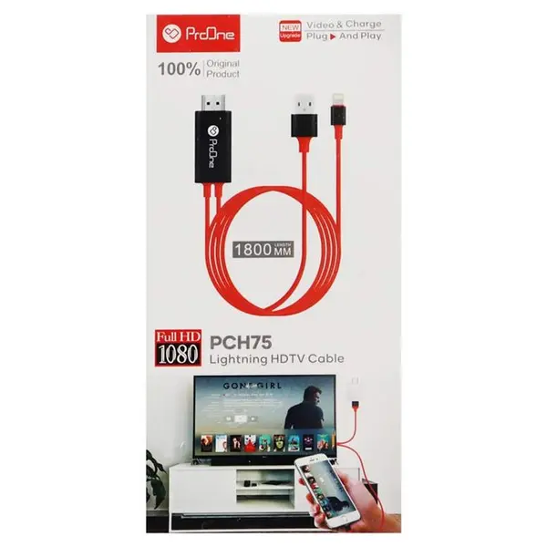 کابل تبدیل ProOne PCH75 Lightning to HDMI 1/8m ProOne PCH75 Lightning to HDMI model 1.8 meters