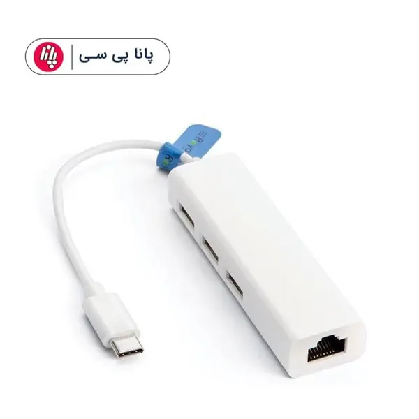کابل تبدیل شبکه Royal Type-C To LAN + هاب USB 3Ports