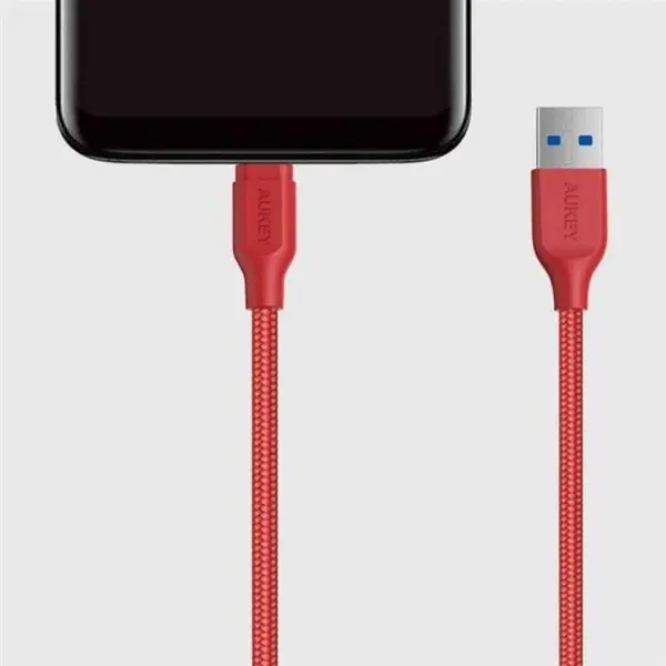 کابل تبدیل USB به لایتنینگ کی نت پلاس کابل شارژ اپل مدل 01 طول 1.2 متر Aukey CB-AC1 Braided Nylon USB 3.1 USB A To USB C Cable 1.2 meter - 2