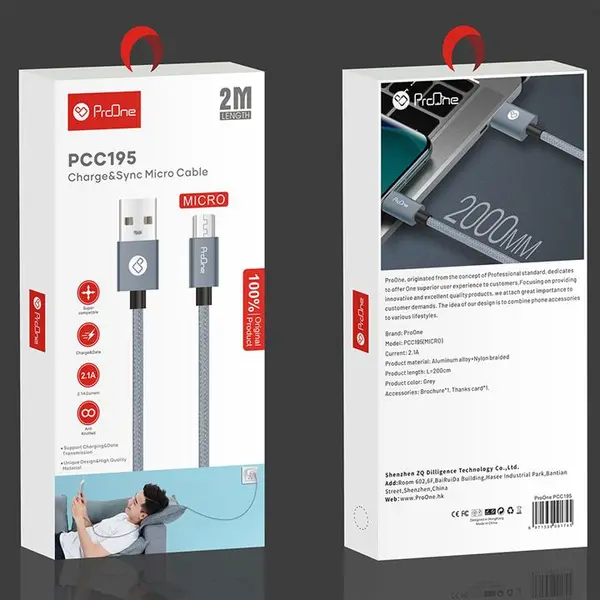 کابل تبدیل USB به microUSB پرووان مدل PCC195 طول 2 متر ProOne PCC195 USB To microUSB Cable 2M - 2