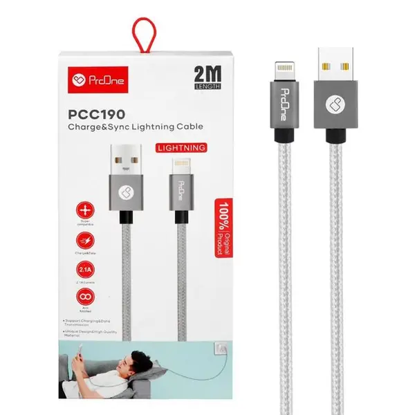 کابل تبدیل USB به لایتنینگ پرووان مدل PCC190 طول 2 متر ProOne PCC190 USB To lightning Cable 2M - 3