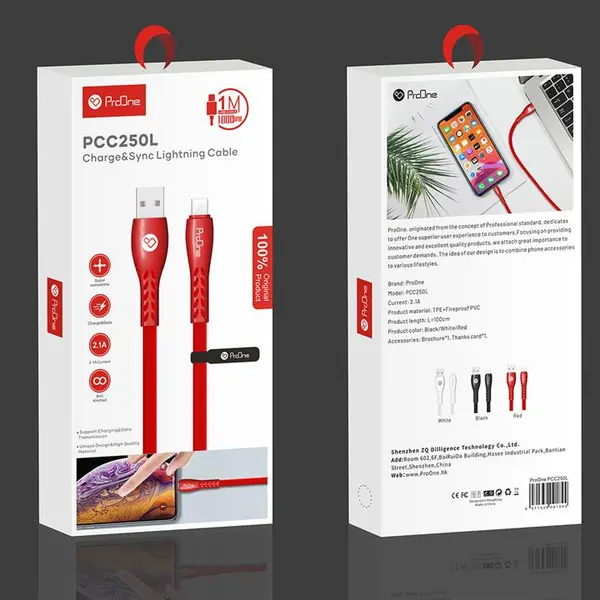 کابل تبدیل USB به لایتنینگ پرووان مدل PCC250l طول 1 متر ProOne PCC250l USB To Lightning Cable 1M - 3