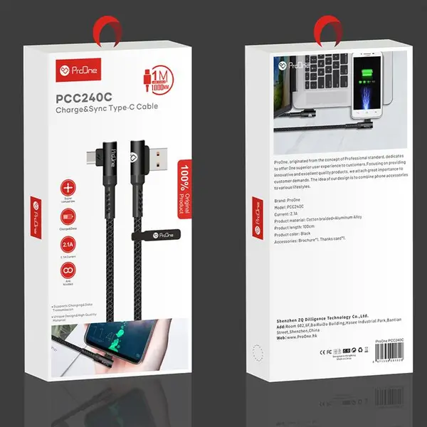کابل تبدیل USB به USB-C پرووان مدل PCC240C طول 1 متر ProOne PCC240C USB To USB-C Cable 1M - 2