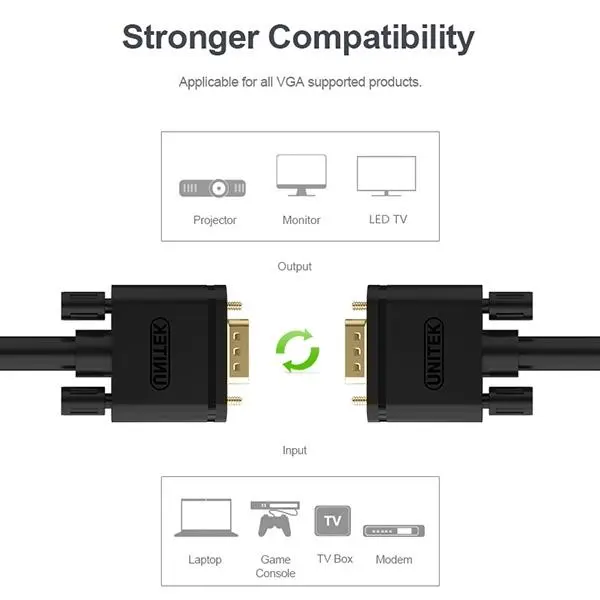 کابل VGA یونیتک مدل Y-C504G طول 3 متر Unitek Y-C504G VGA Cable 3m