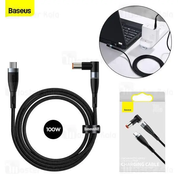 کابل شارژر مگنتی تایپ-سی به DC پورت سوزنی لپ تاپ لنوو باسئوس Baseus مدل Zinc Series توان 100 وات طول 2متر Baseus Zinc Lenovo Type-C to DC Rounded Port 5.5×7.9mm Model CATXC-Y01 - 3