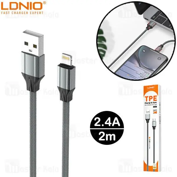 کابل میکرو یو اس بی الدینیو LDNIO LS442 MicroUSB 2m 2.4A Cable - 2