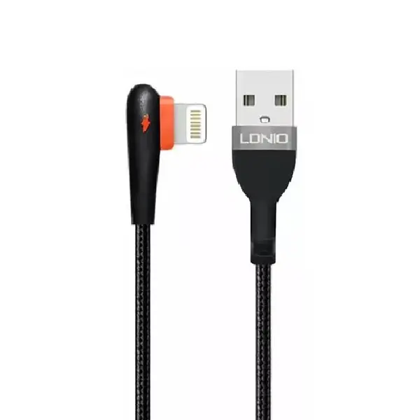 کابل لایتنینگ الدینیو LDNIO LS561 Lightning 90 Angle Elbow Data Cable طول 1 متر و شدت جریان 2.4 آمپر