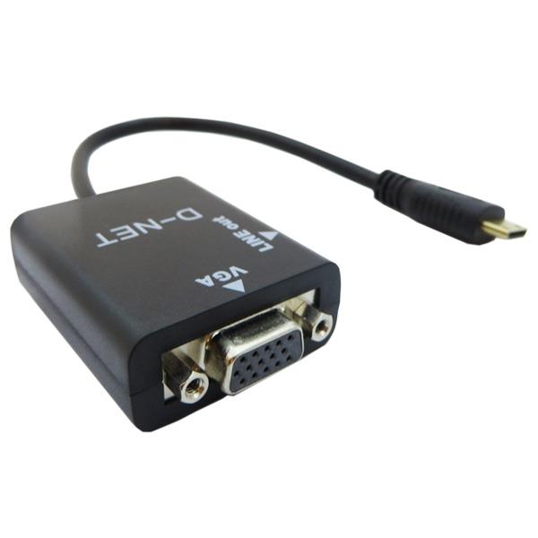 مبدل تصویر Mini HDMI به VGA برند D-NET                                         D-NET Mini HDMI To VGA And Audio Converter
