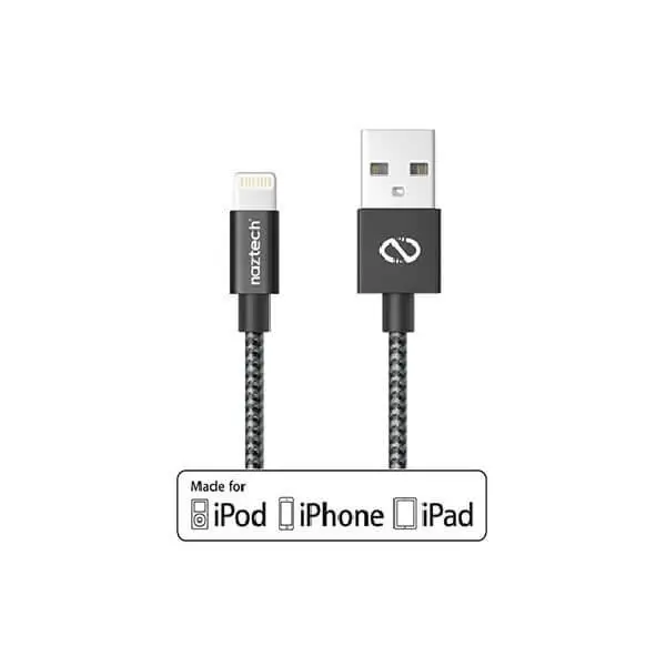 کابل شارژ و انقال داده کنفی نزتک مناسب برای گوشی موبایل اپل آیفون NAZTECH MFi Lightning Charge Sync USB Braided Cable - 5