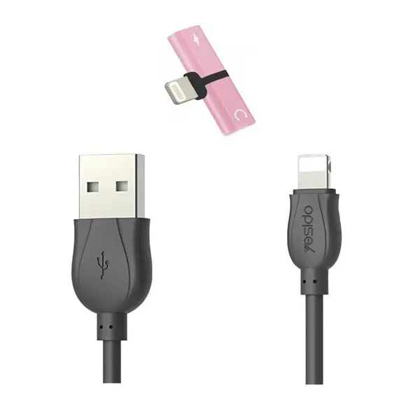 کابل تبدیل USB به لایتنینگ یسیدو مدل CA-14 طول 1 متر به همراه مبدل 1 به 2 لایتنینگ - - 2
