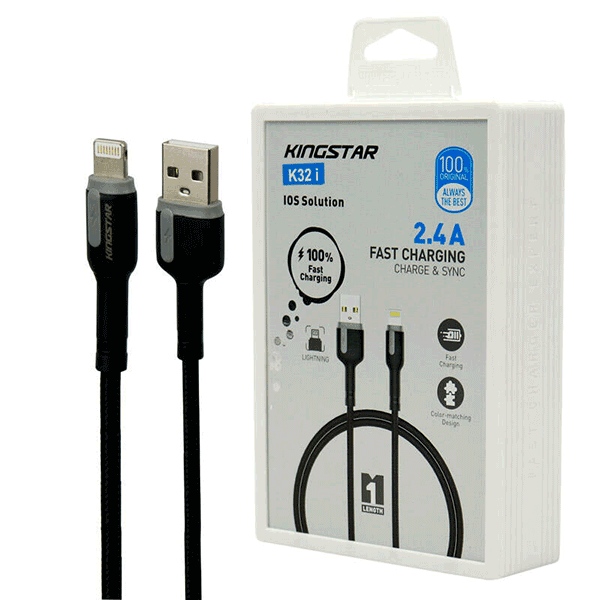 کابل تبدیل USB به لایتنینگ اپل کینگ استار مدل K32I Kingstar K32i USB To Lightining Cable 1.2M
