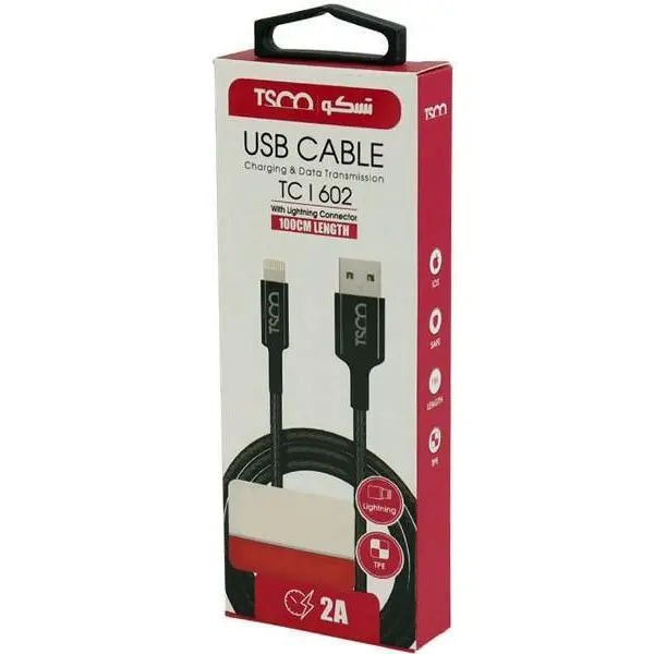 کابل تبدیل USB به Lightining تسکو مدل TC I602 طول 1 متر Tsco TC I602 USB To Lightining Cable 1M