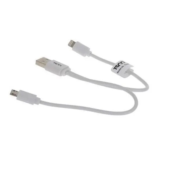 کابل تبدیل USB به microUSB و لایتنینگ تسکو مدل TC-A28 طول 0.2 متر TSCO TC-A28 USB to microUSB and Lightning Cable 0.2m