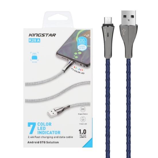 کابل تبدیل USB به microUSB کینگ استار مدل K28 A طول1متر