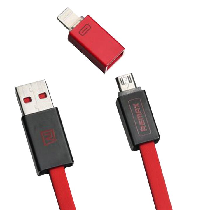 کابل تبدیل USB به لایتنینگ و microUSB ریمکس مدل Shadow rc-026t به طول 1 متر Remax Shadow rc-026t USB To Lightning And microUSB Cable 1m
