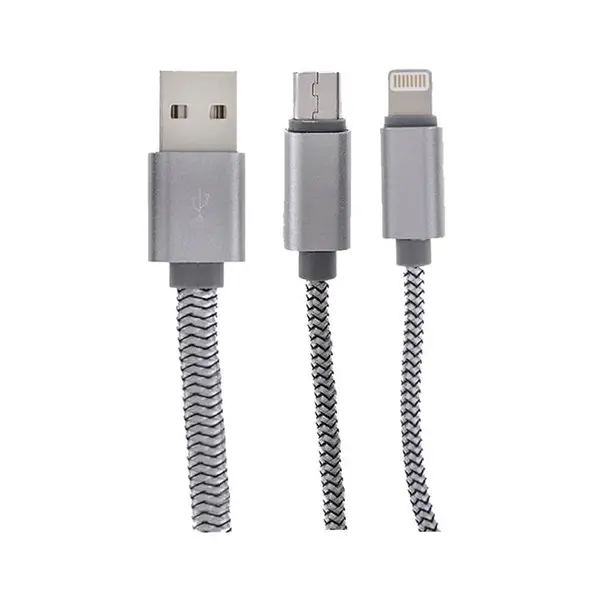 کابل تبدیل USB به microUSB/لایتنینگ الدینیو مدل LC87 طول 1 متر -