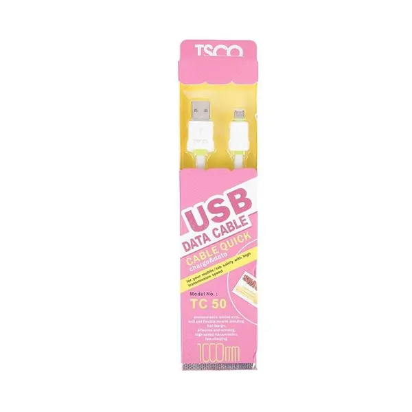 کابل تخت تبدیل USB به microUSB تسکو مدل TC 50 به طول 1 متر TSCO TC 50 Flat USB To microUSB Cable 1m - 2