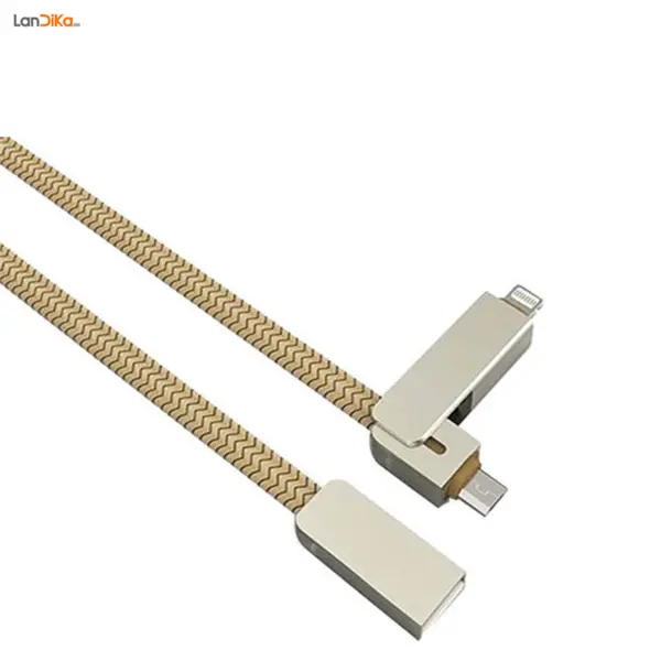 کابل تبدیل USB به microUSB/لایتنینگ الدینیو مدل LC87 طول 1 متر -