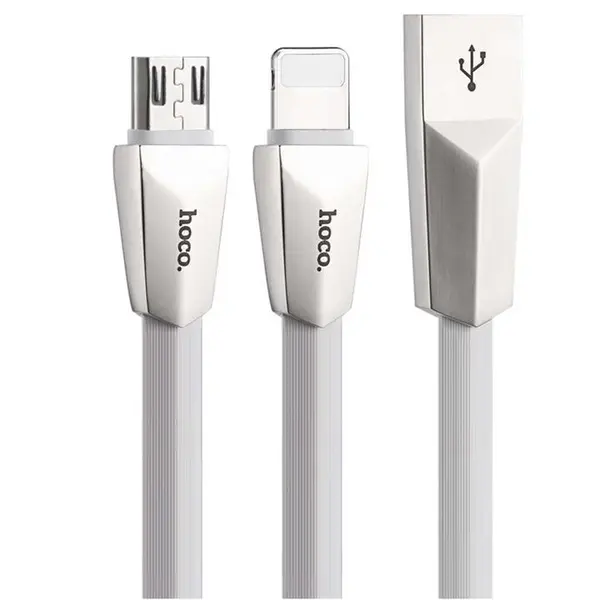 کابل تبدیل USB به microUSB و لایتنینگ هوکو مدل X4 طول 1 متر Hoco X4 USB To microUSB And Lightning Cable 1m - 5