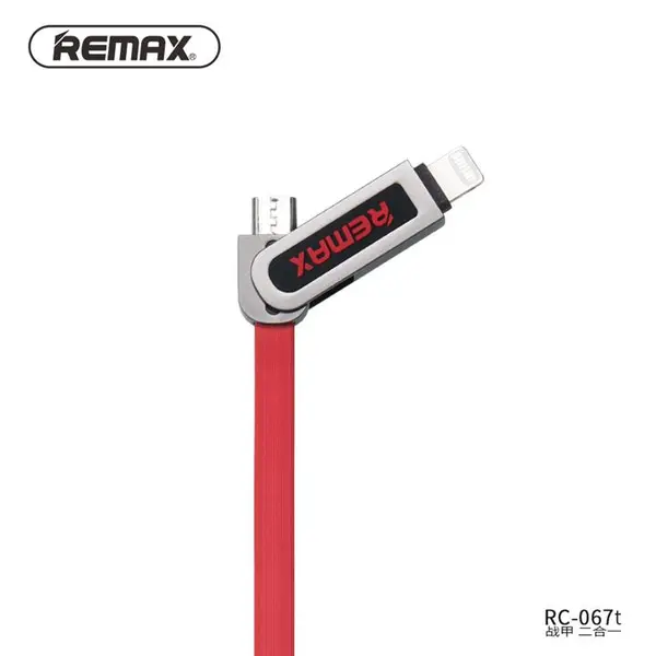 کابل تبدیل USB به microUSB و لایتنینگ ریمکس مدل RC-067t Armor به طول 1 متر Remax Armor RC-067t USB To microUSB And Lightning Cable 1m