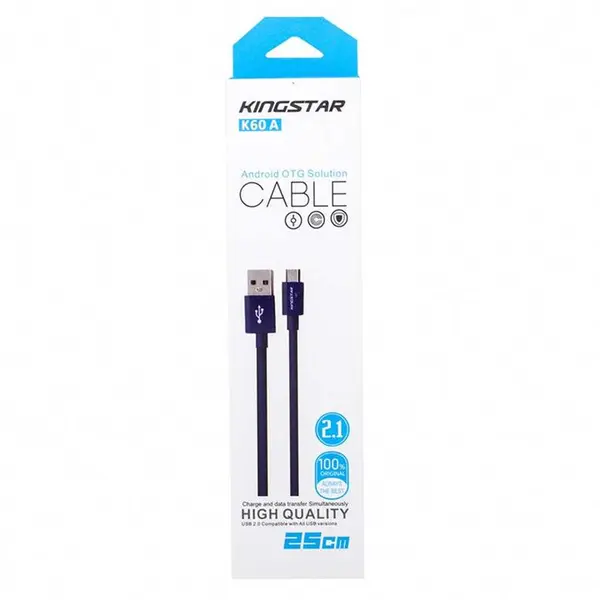 کابل تبدیل USB به microUSB کینگ استار مدل K60 A طول 0.25 متر kingstar k60A