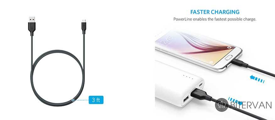 کابل تبدیل USB به microUSB انکر مدل A8132 PowerLine به طول 0.9 متر Anker A8132 PowerLine USB To microUSB Cable 0.9m