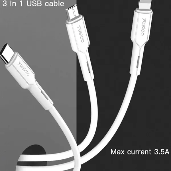 کابل تبدیل USB به لایتنینگ/ microUSB /USB-C یسیدو مدل CA41 طول 1 متر - - 2