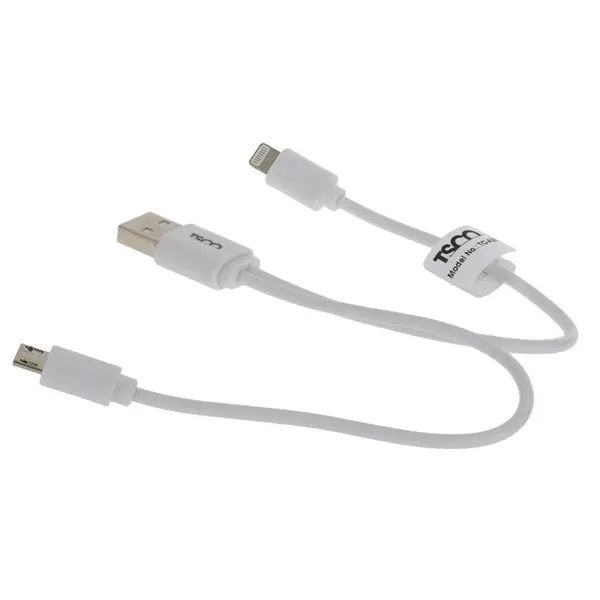 کابل تبدیل USB به microUSB و لایتنینگ تسکو مدل TC-A28 طول 0.2 متر TSCO TC-A28 USB to microUSB and Lightning Cable 0.2m