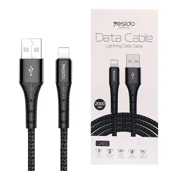 کابل USB به TYPE Cیسیدو مدل CA50 طول 2 متر ۲٫۴ آمپر YESIDO CABL CA50 2.4 A - 3