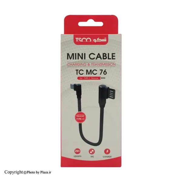 کابل USB Type-C پاور بانکی برند TSCO مدل TC MC76 طول 0.2 متر