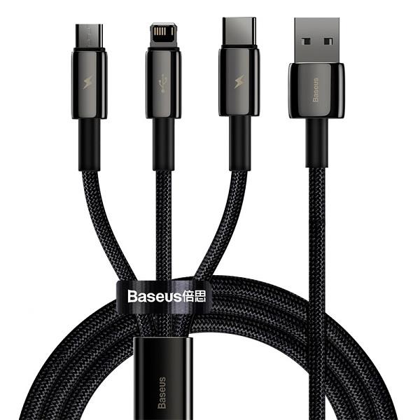 کابل تبدیل USB به USB-C / MICRO USB / لایتنینگ باسئوس مدل CAMLTWJ-01 طول 1.5 متر