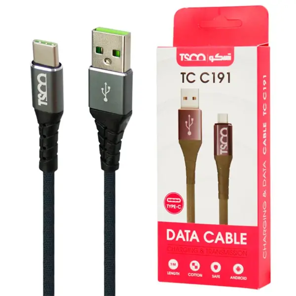 کابل تبدیل USB به USB-C طوسی تسکو مدل TC-C191 طول 1 متر Cable TSCO TC C191