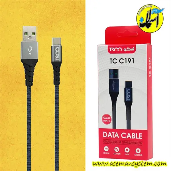 کابل تبدیل USB به USB-C طوسی تسکو مدل TC-C191 طول 1 متر Cable TSCO TC C191 - 4