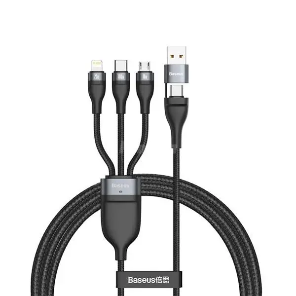 کابل تبدیل USB/USB-C به لایتنینگ/USB-C/micro-USB باسئوس مدل Flash Series طول 1.2 متر CA2T3-G1 - 2