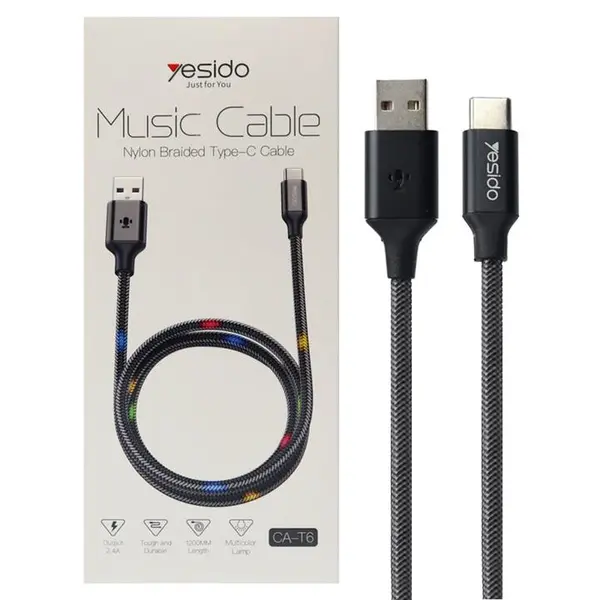 کابل Yesido CA-T6 2.4A 1.2m Type-C - 5