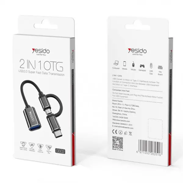 کابل و مبدل تبدیل Yesido GS02 OTG Type-C / microUSB