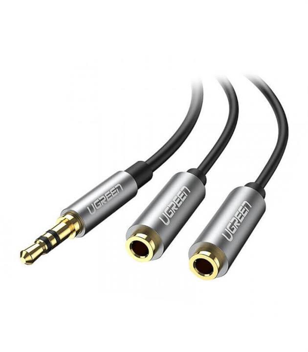 تبدیل 1 به 2 صدا استریو 3.5 میلی متری یوگرین AV123 طول 20CM ugreen 3.5mm AUX Stereo audio Splitter 20CM Cable