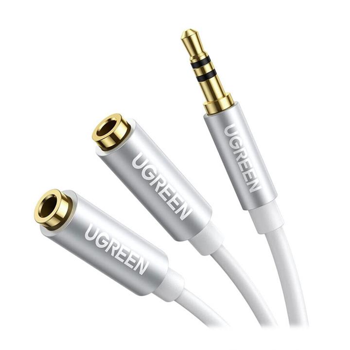 تبدیل 1 به 2 صدا استریو 3.5 میلی متری یوگرین AV123 طول 20CM ugreen 3.5mm AUX Stereo audio Splitter 20CM Cable