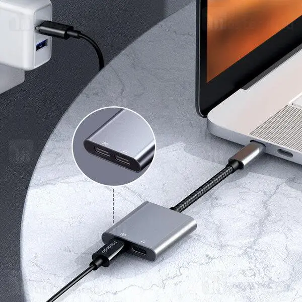 کابل تبدیل 1 به 2 Type C مک دودو Mcdodo CA-7550 Type C to Dual Type C Adapter توان 60 وات... - 4