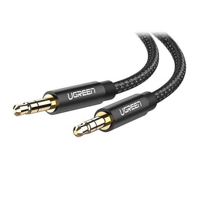 کابل 2 متری انتقال صدا یوگرین مدل AV112 UGREEN AV112 3.5mm male to 3.5mm male right angle round cable gold-plated 2M Cable